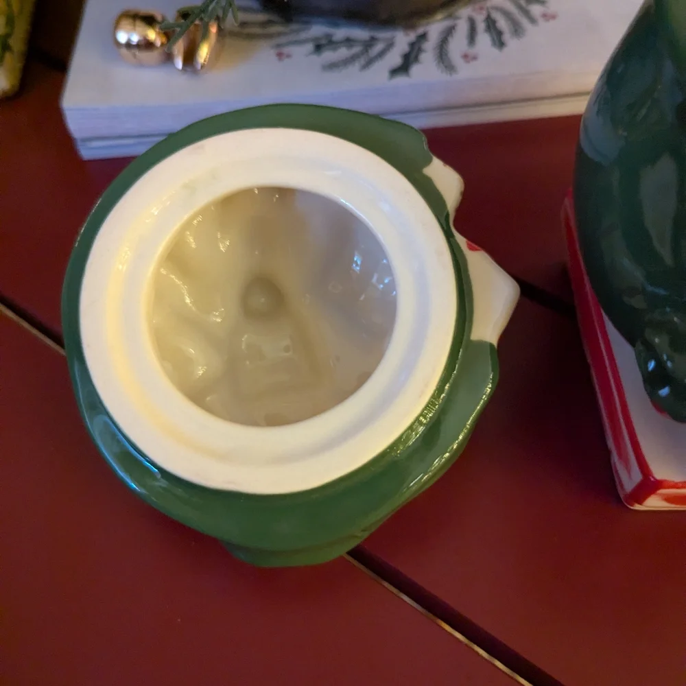 West Elm figural covered mug Santa with a sack
